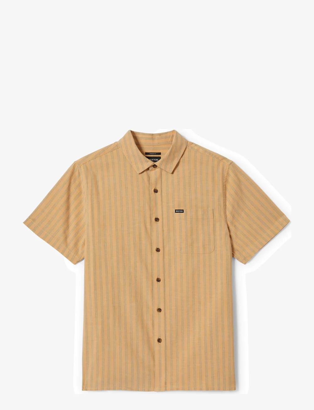Brixton Cru Oxford Stripe in Curry/Green Ivy