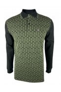 Trojan Textured Panel Polo LS (Black) TR/9033