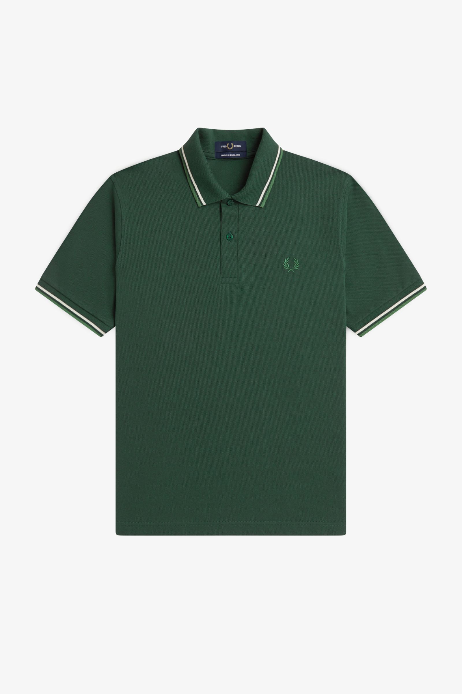 Fred Perry Made in England M12 Twin Tipped Polo Shirt (Grassroots/Tramline White/Ace Green)