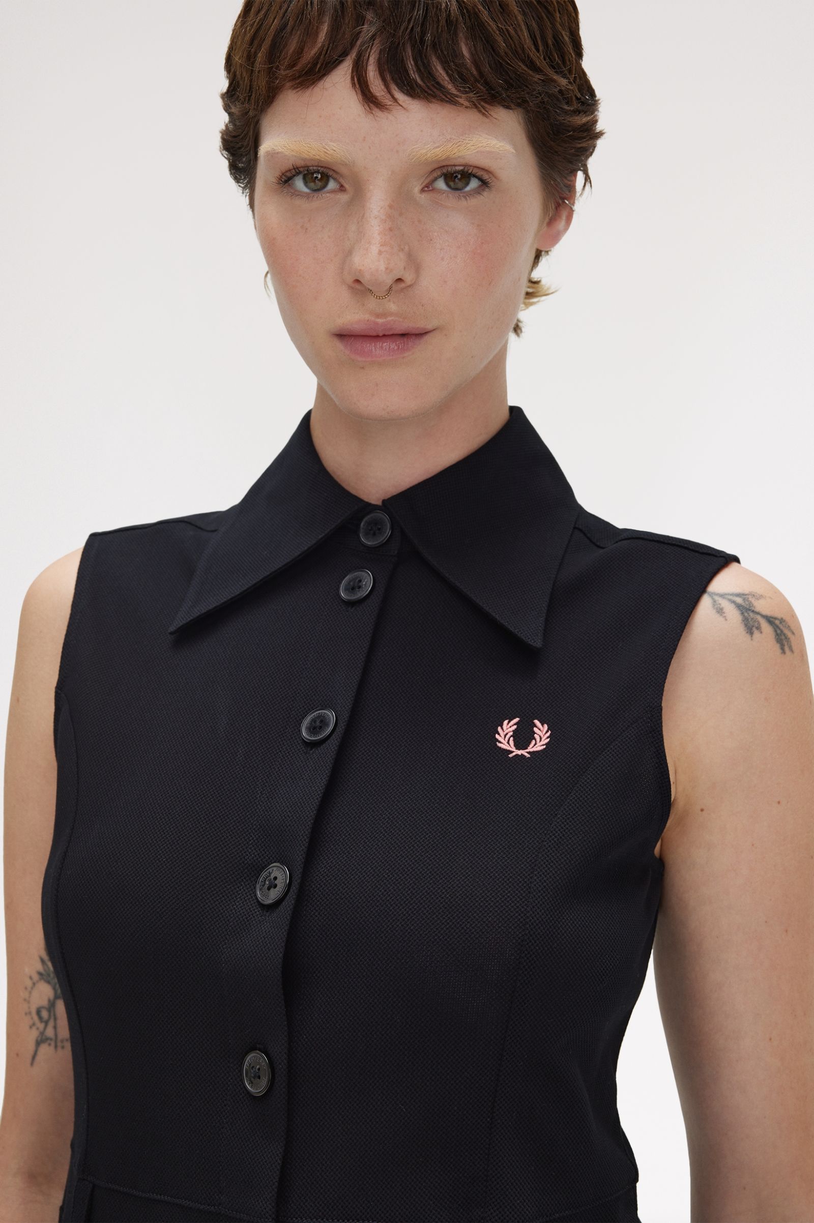 Fred Perry Mesh Shirt Dress in Black 