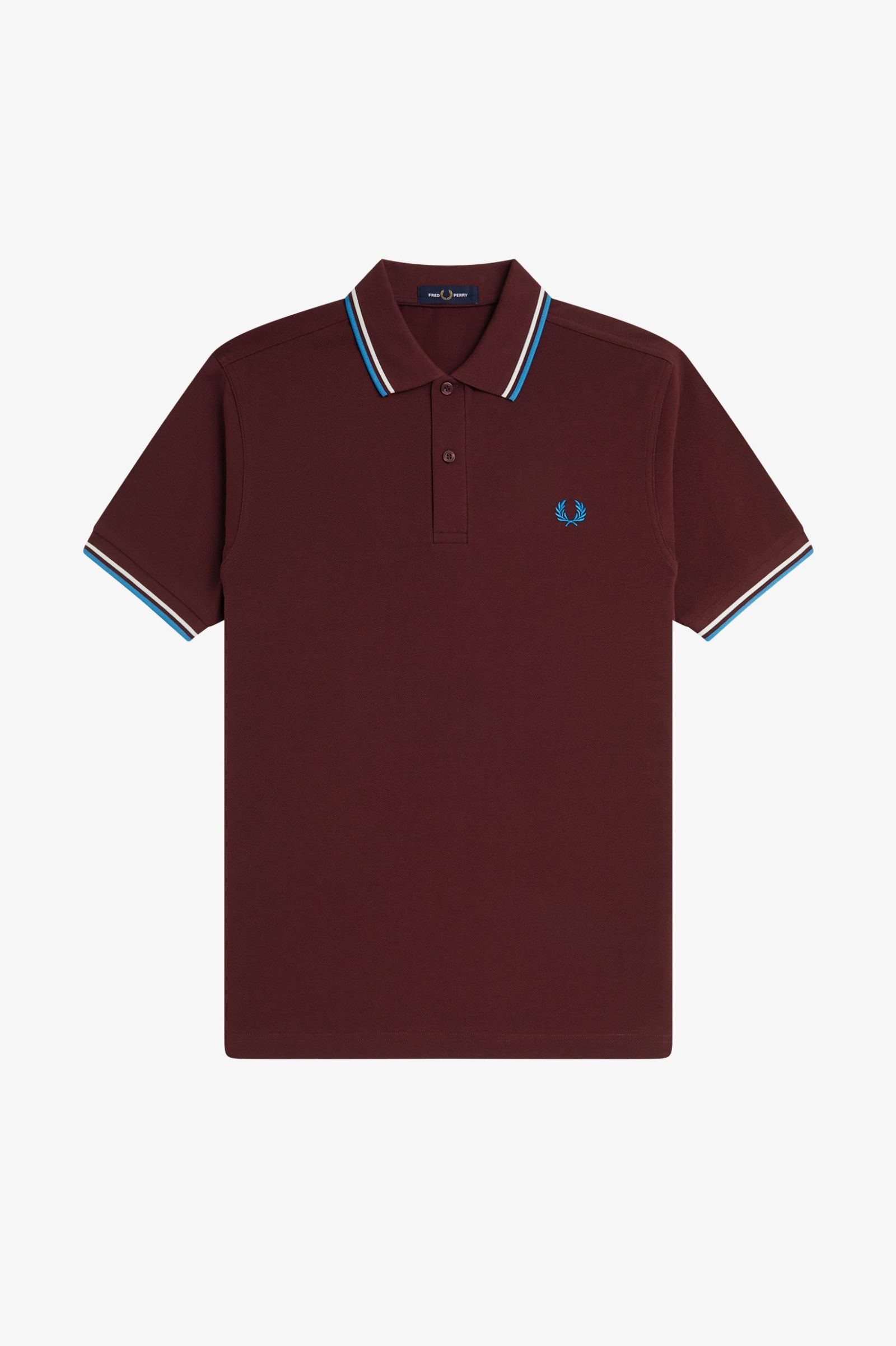 Fred Perry Twin Tipped Shirt in Oxblood/ Ecru/ Court Blue