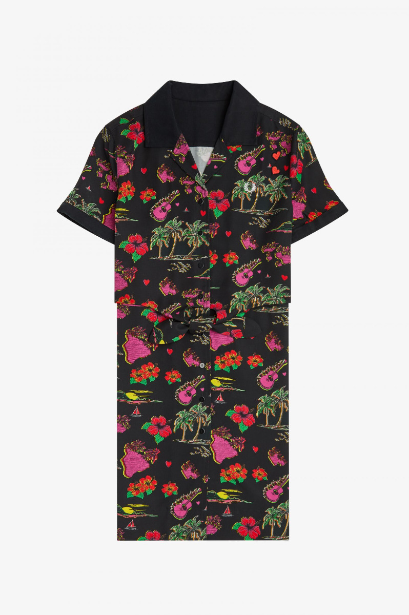 Fred Perry Hawaiian Print Dress Black-8