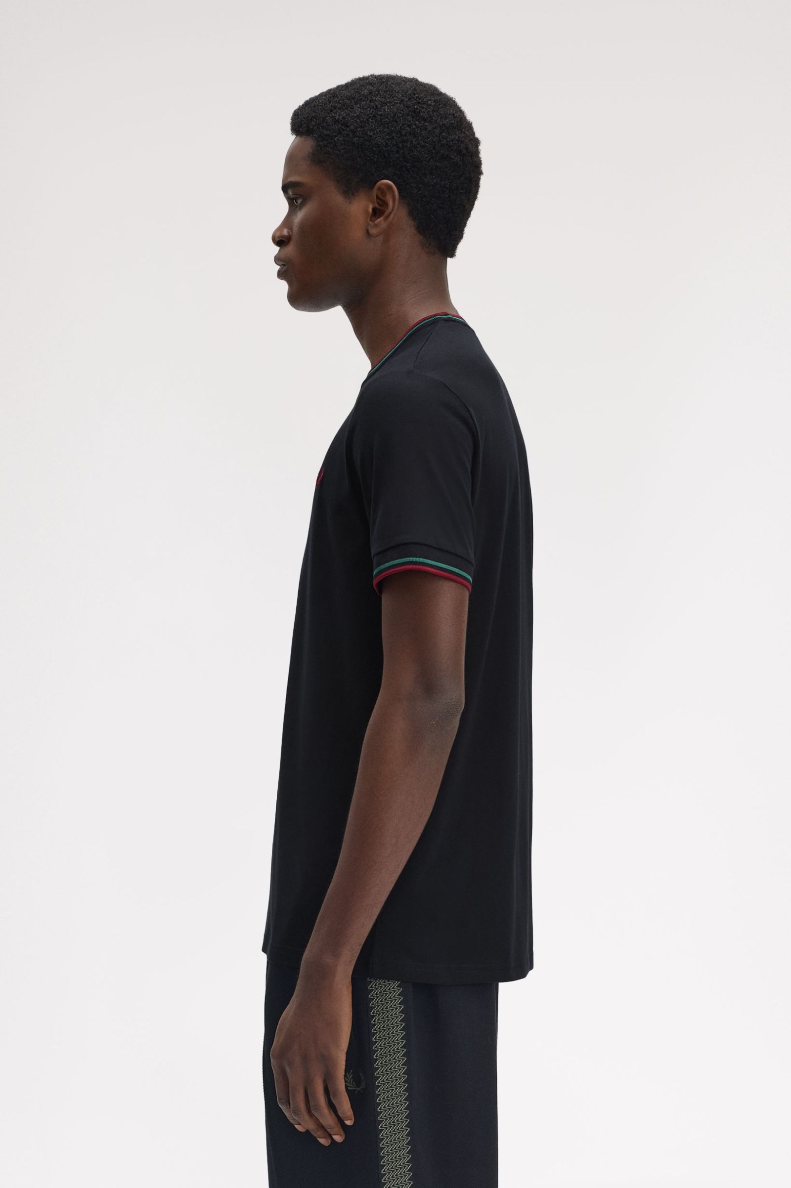 Fred Perry Twin Tipped T-Shirt in Navy/Sport Green/Burnt Red