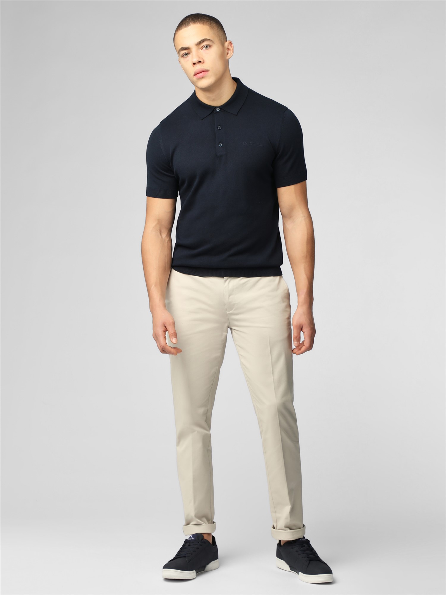 Ben Sherman Signature Knitted Polo Shirt in Dark Navy