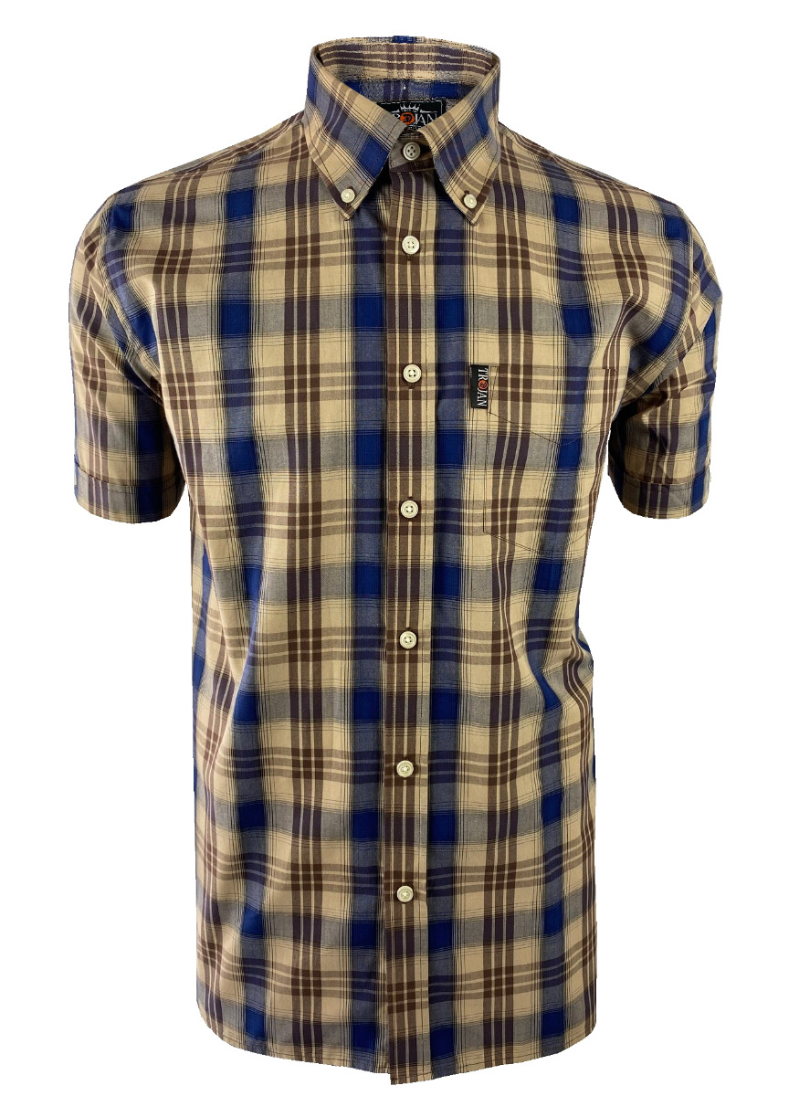 Trojan Shadow Check B/D Shirt TC/1005 Stone-XXL