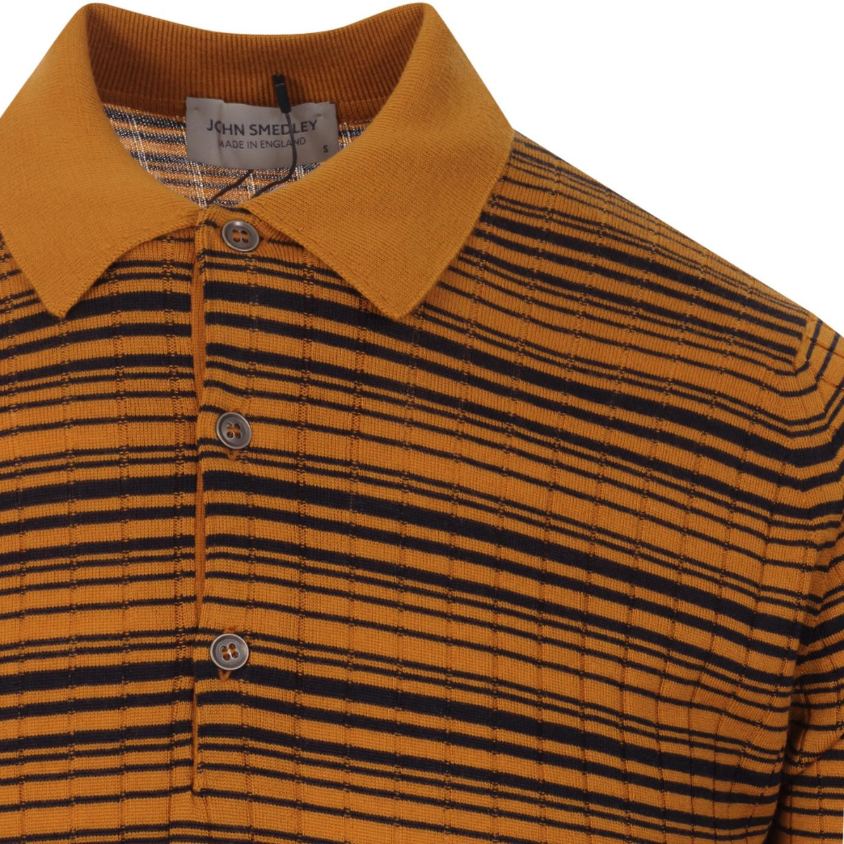 John Smedley Pullover Copse Rib Stripe Saffron-L