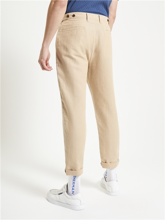 Ben Sherman Linen Cotton Trousers in Stone