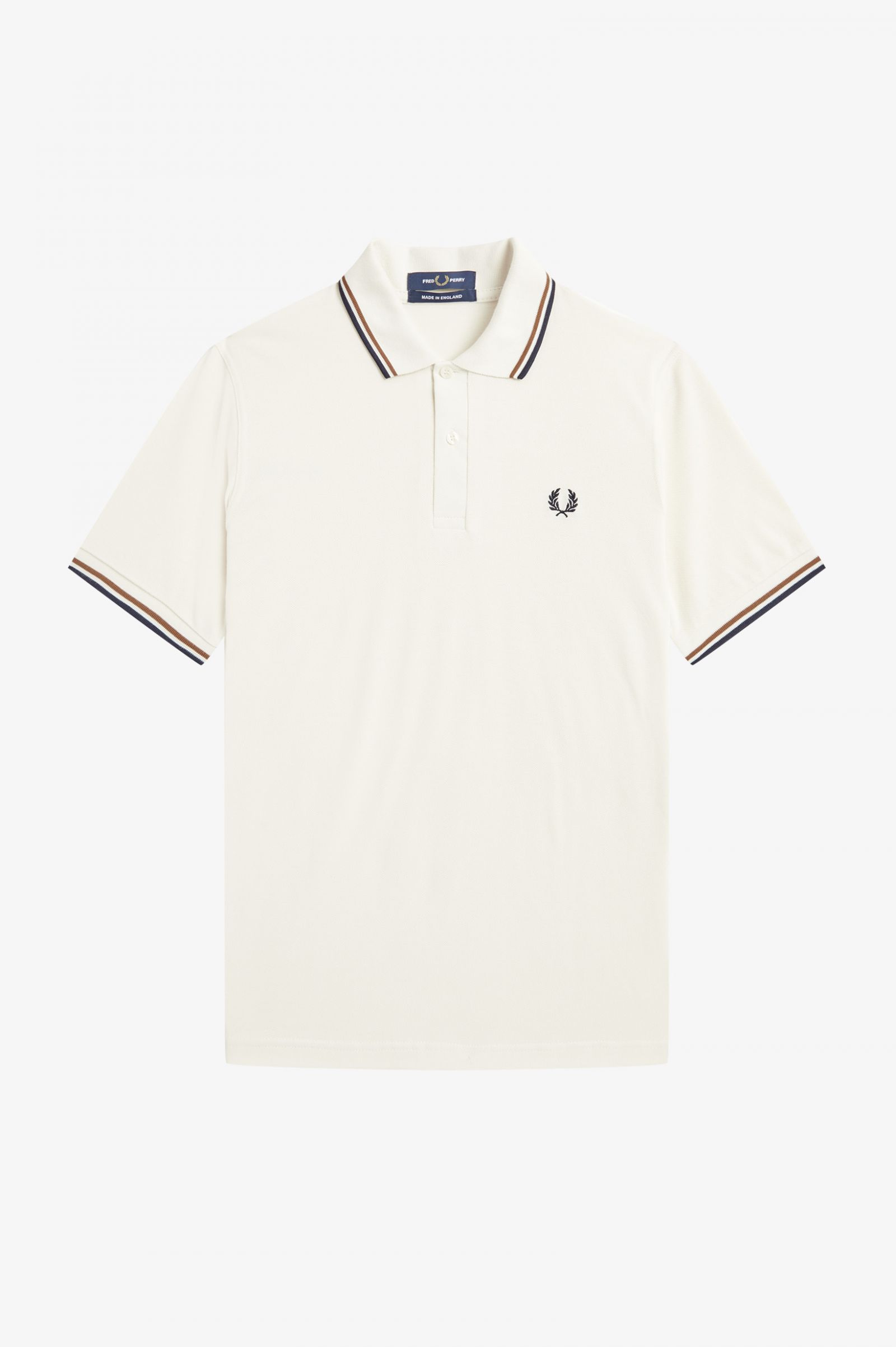 Fred Perry Poloshirt M12 in Ecru/Nut/Navy
