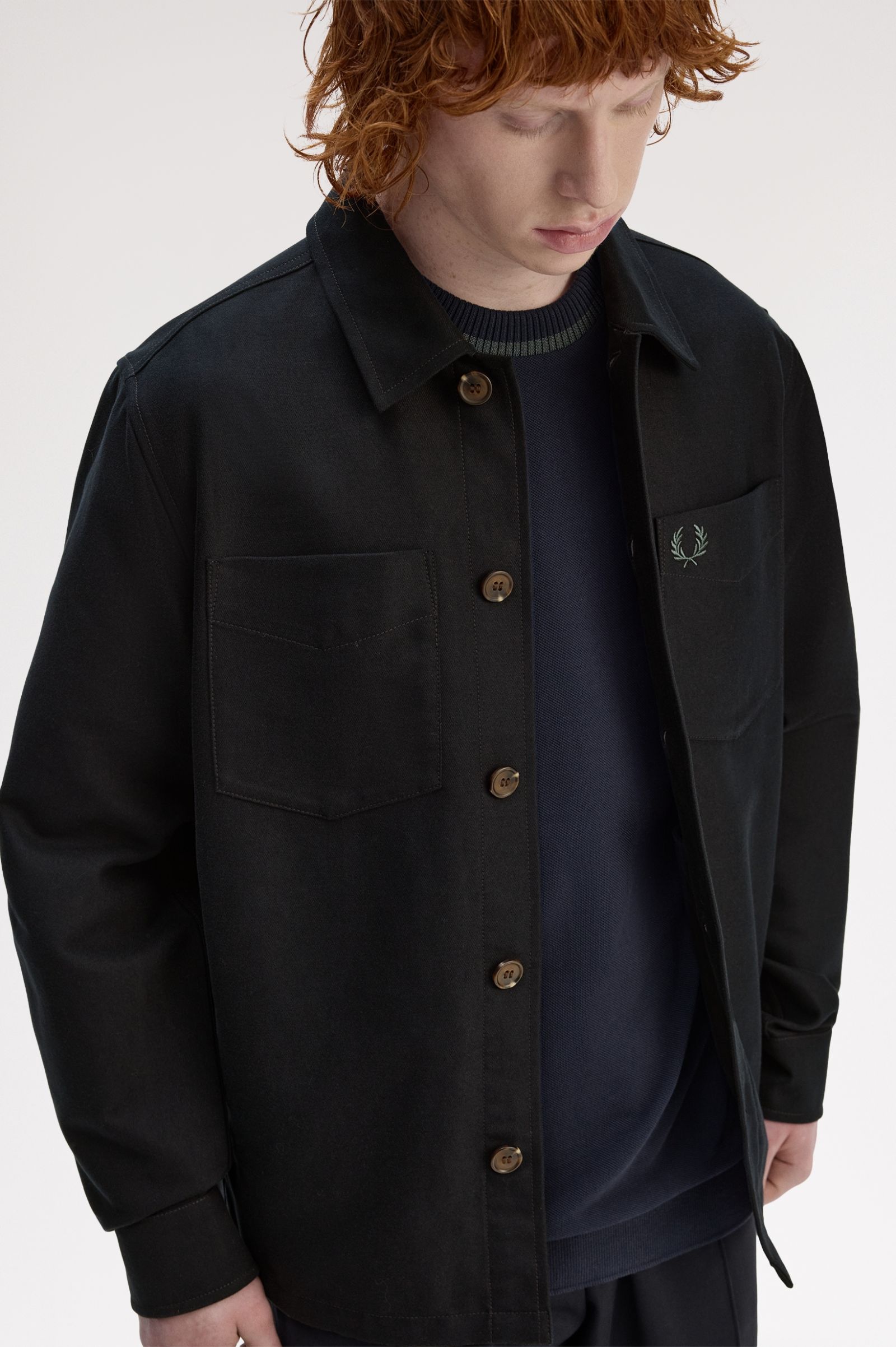 Fred Perry Brushed Twill Overshirt (Black)