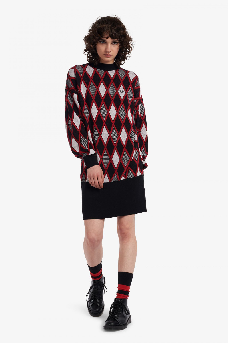 Fred Perry Harlequin Jacquard Dress Black-14