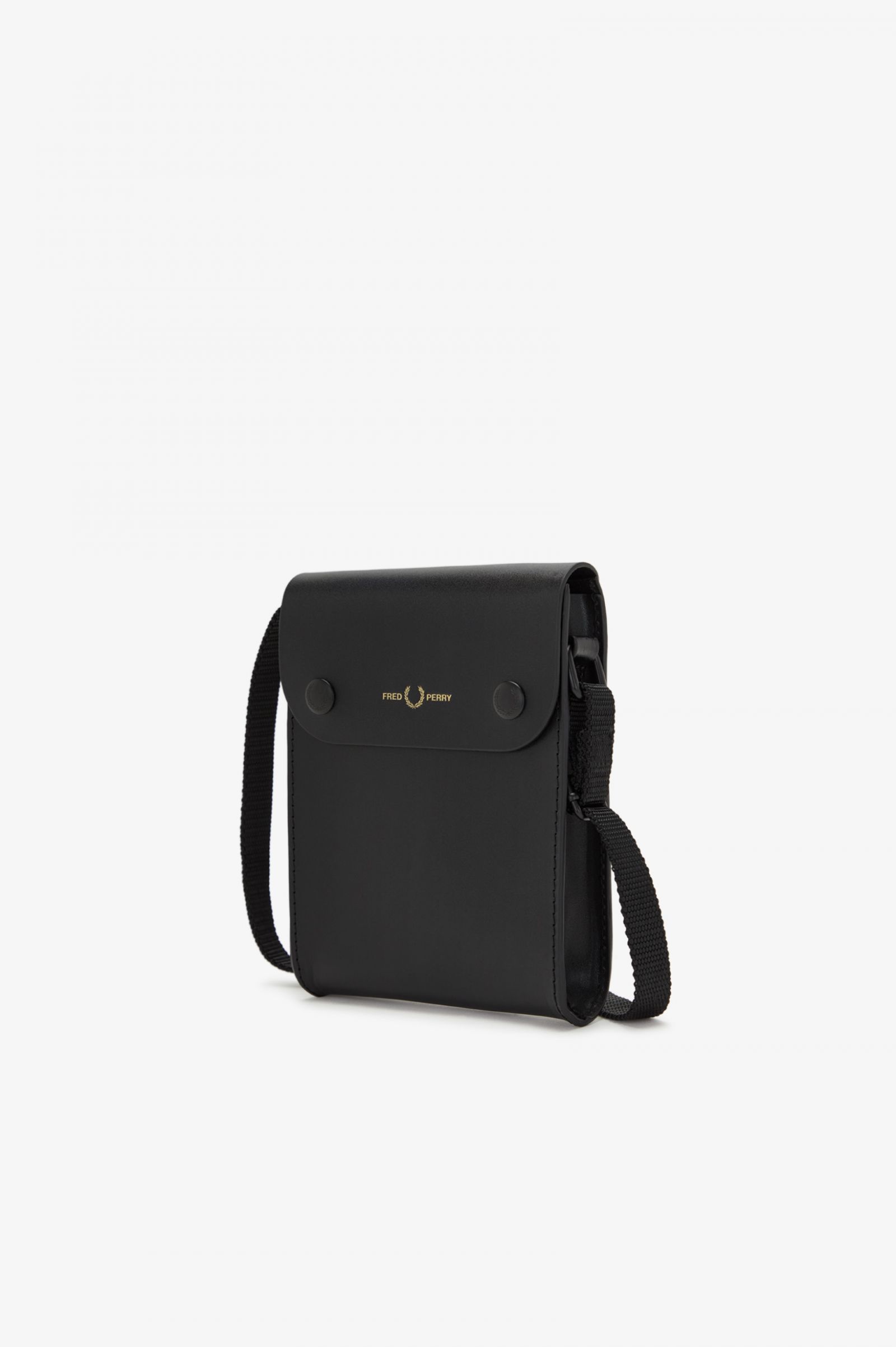 Fred Perry Burnished Leather Pouch in Black 