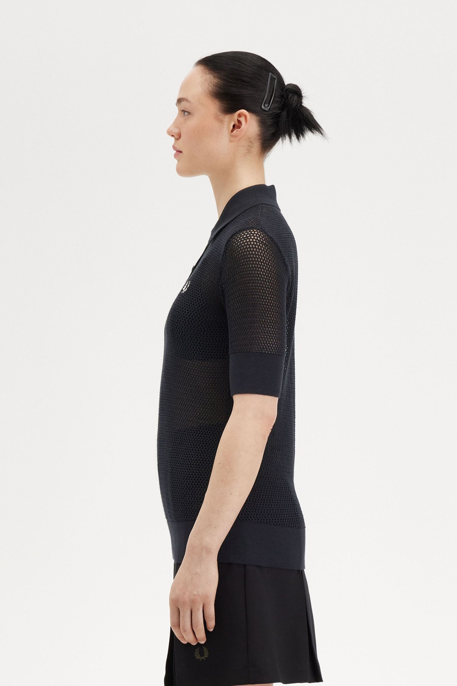 Fred Perry Open Knit Damen Poloshirt in Black