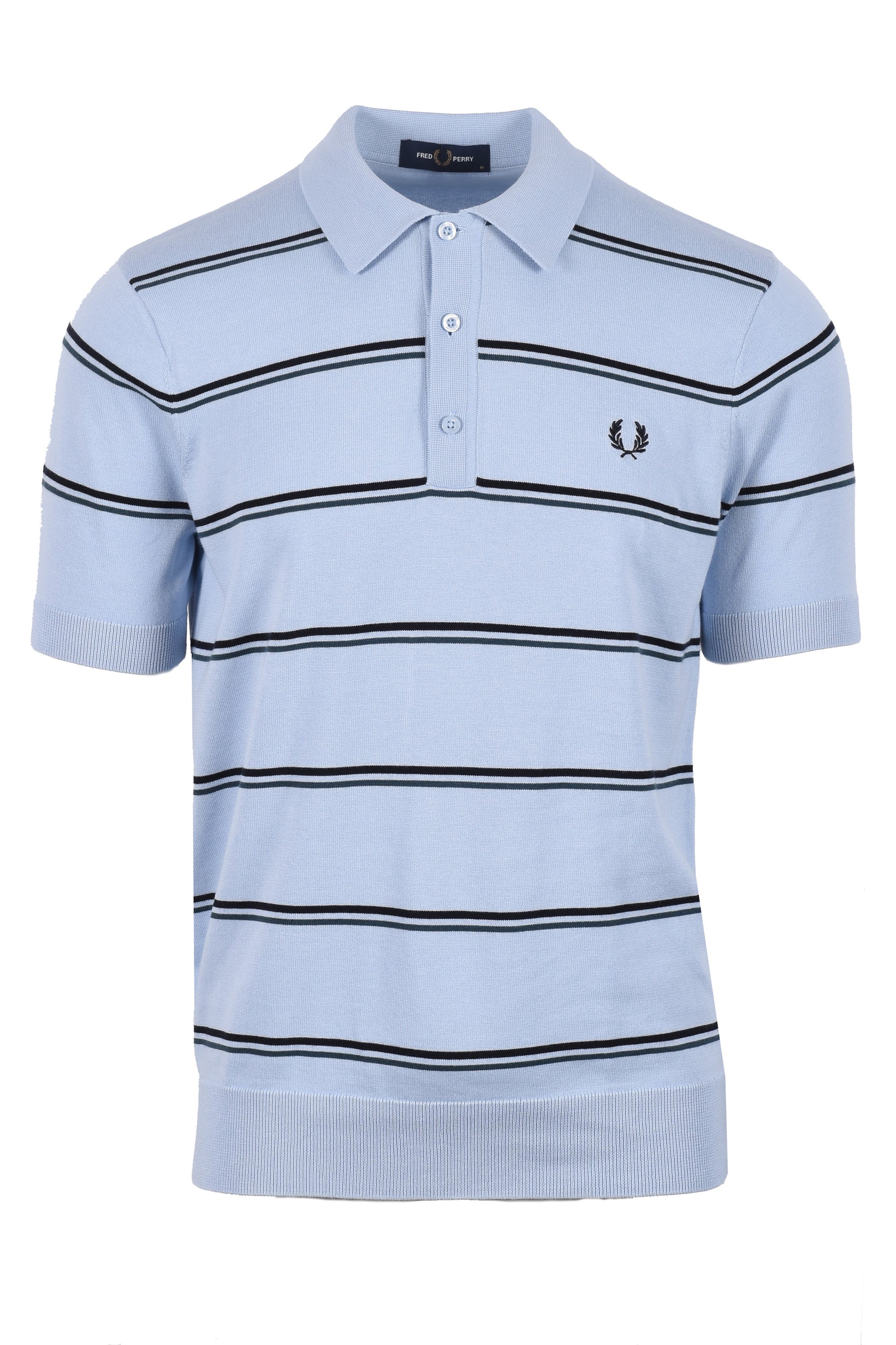 Fred Perry Striped Knitted Shirt (Light Smoke)