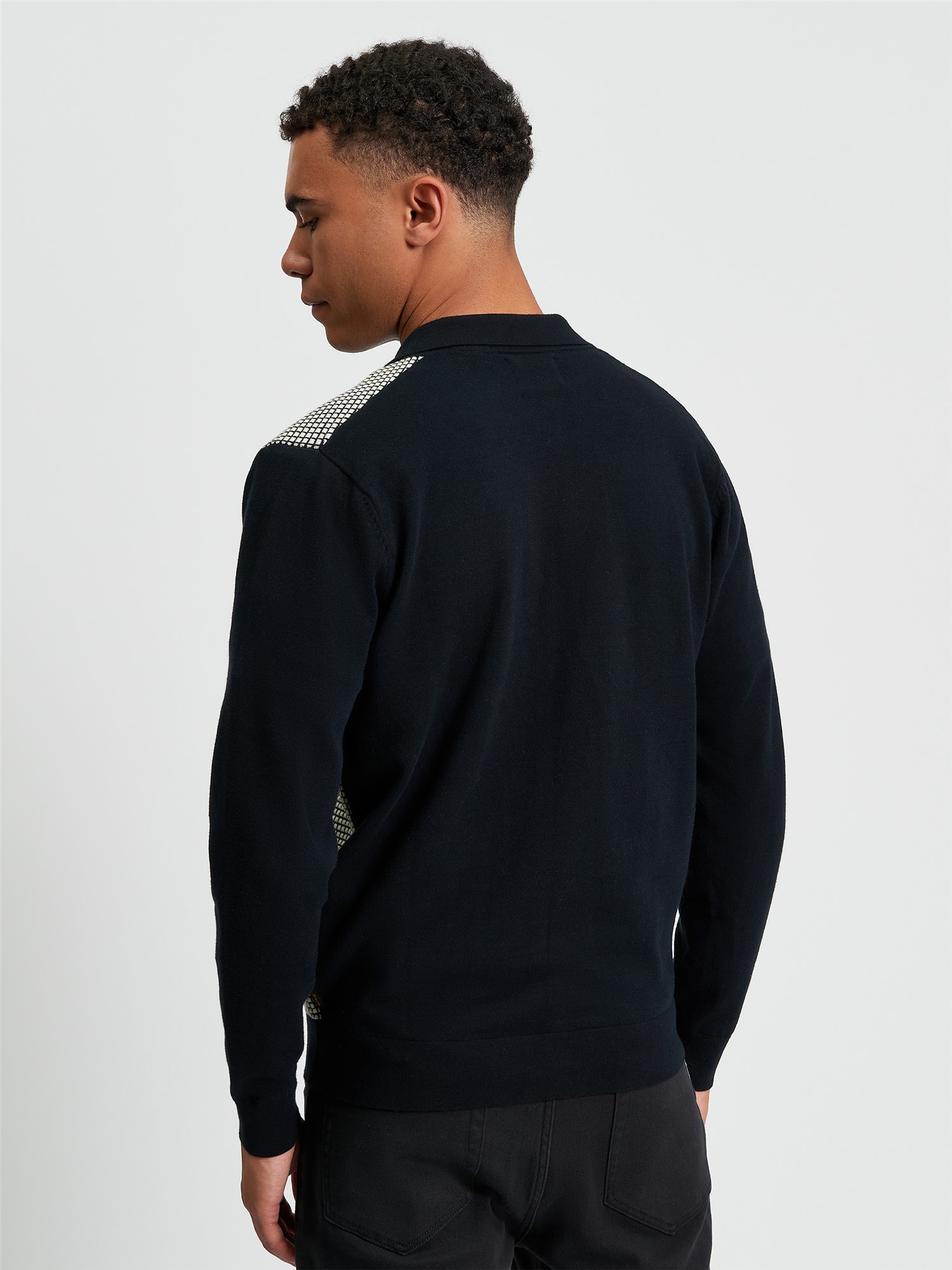 Ben Sherman Bicoloured Button Through Polo (Black)