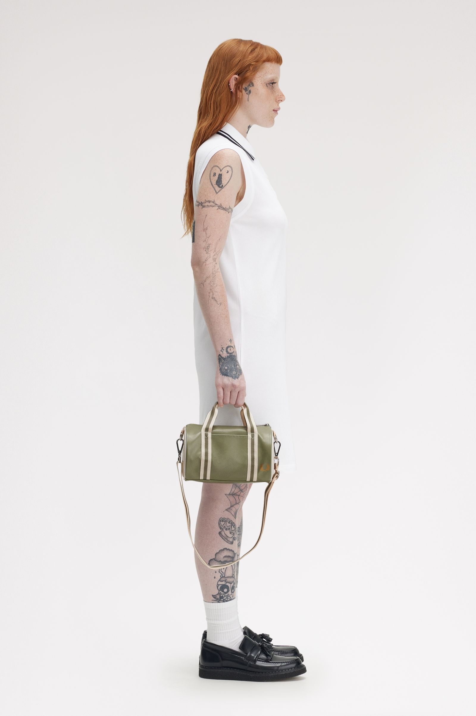 Fred Perry Classic Mini Barrel Bag in Olive Mint 