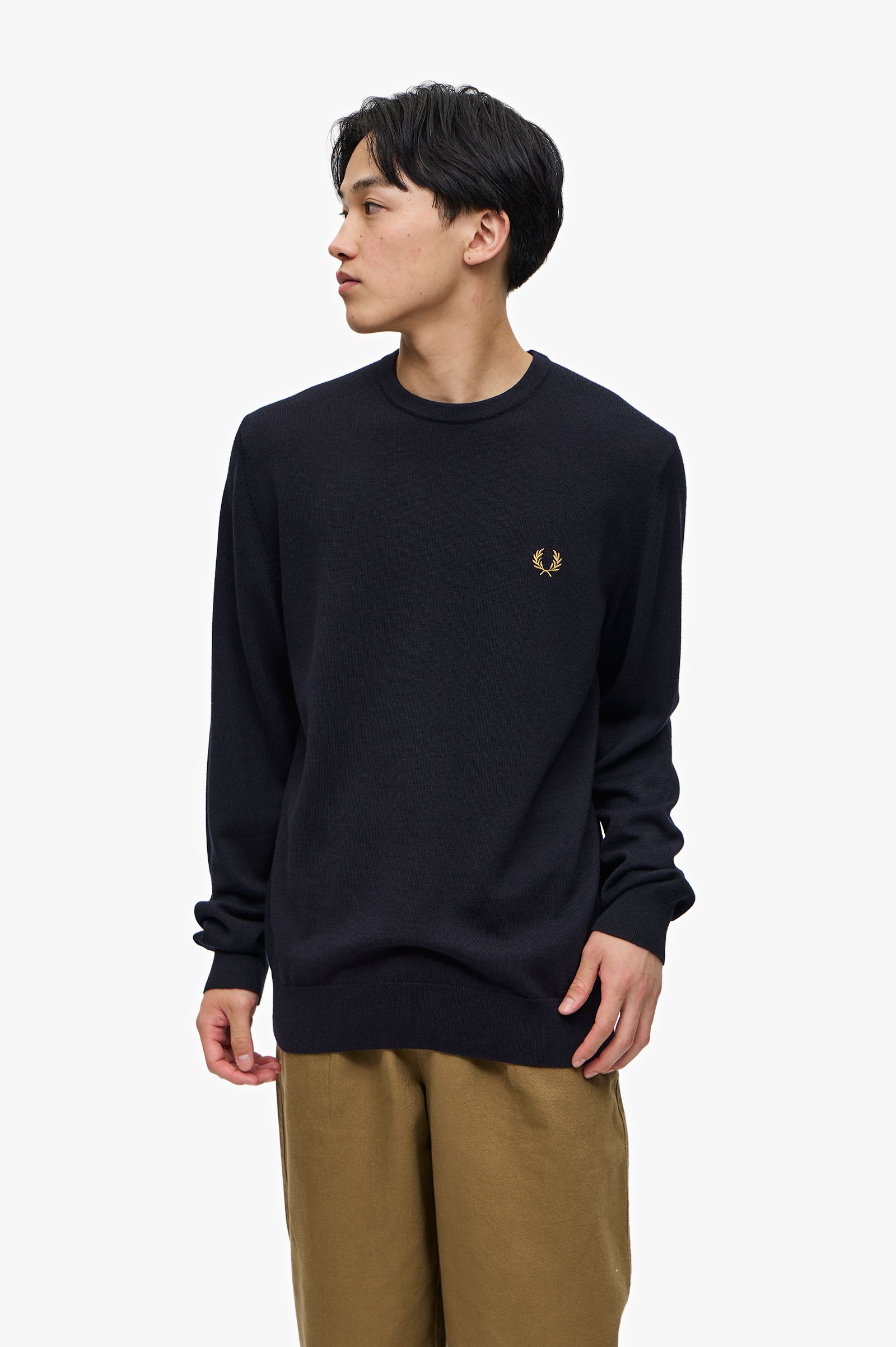 Fred Perry Classic Crew Neck Jumper in Navy