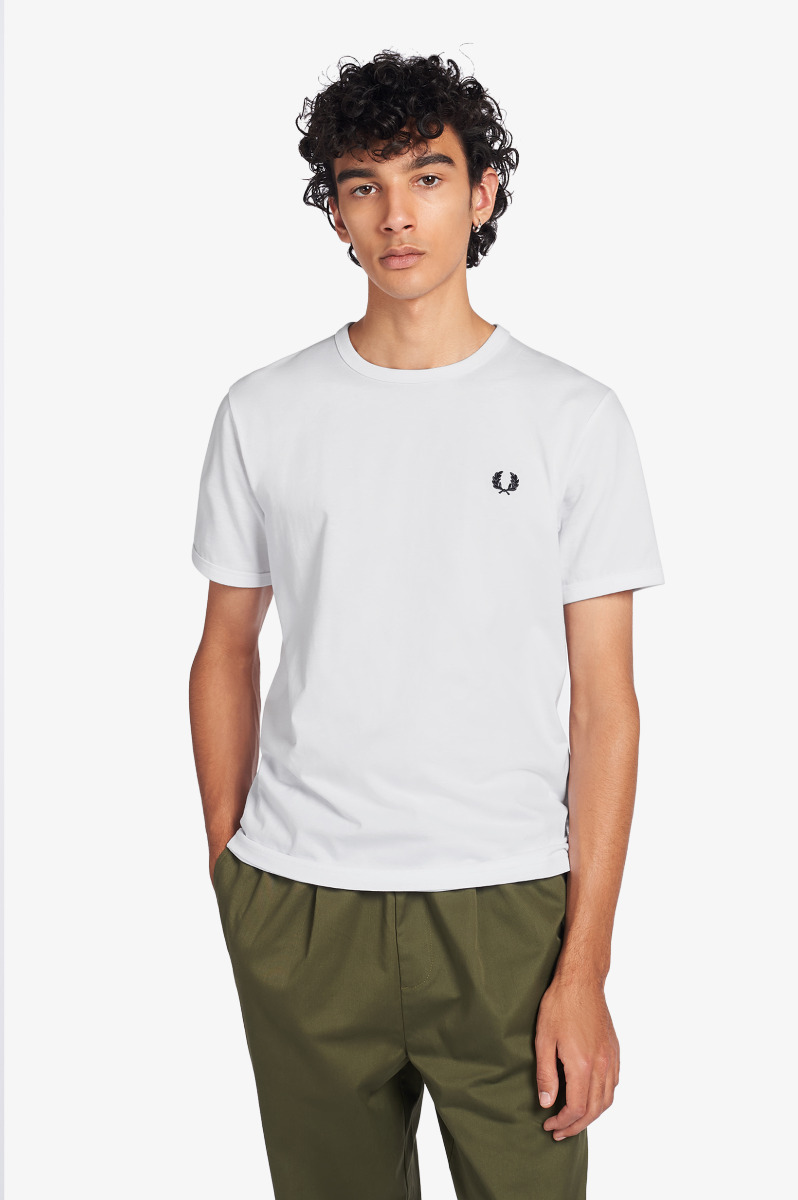 Fred Perry T-Shirt Ringer Weiss M3519-XXL