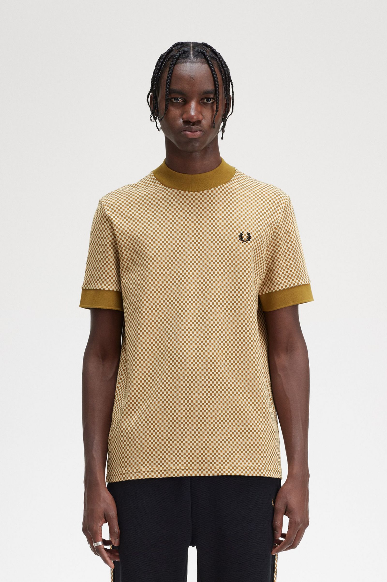 Fred Perry T-Shirt mit Mikro-Schachbrettmuster