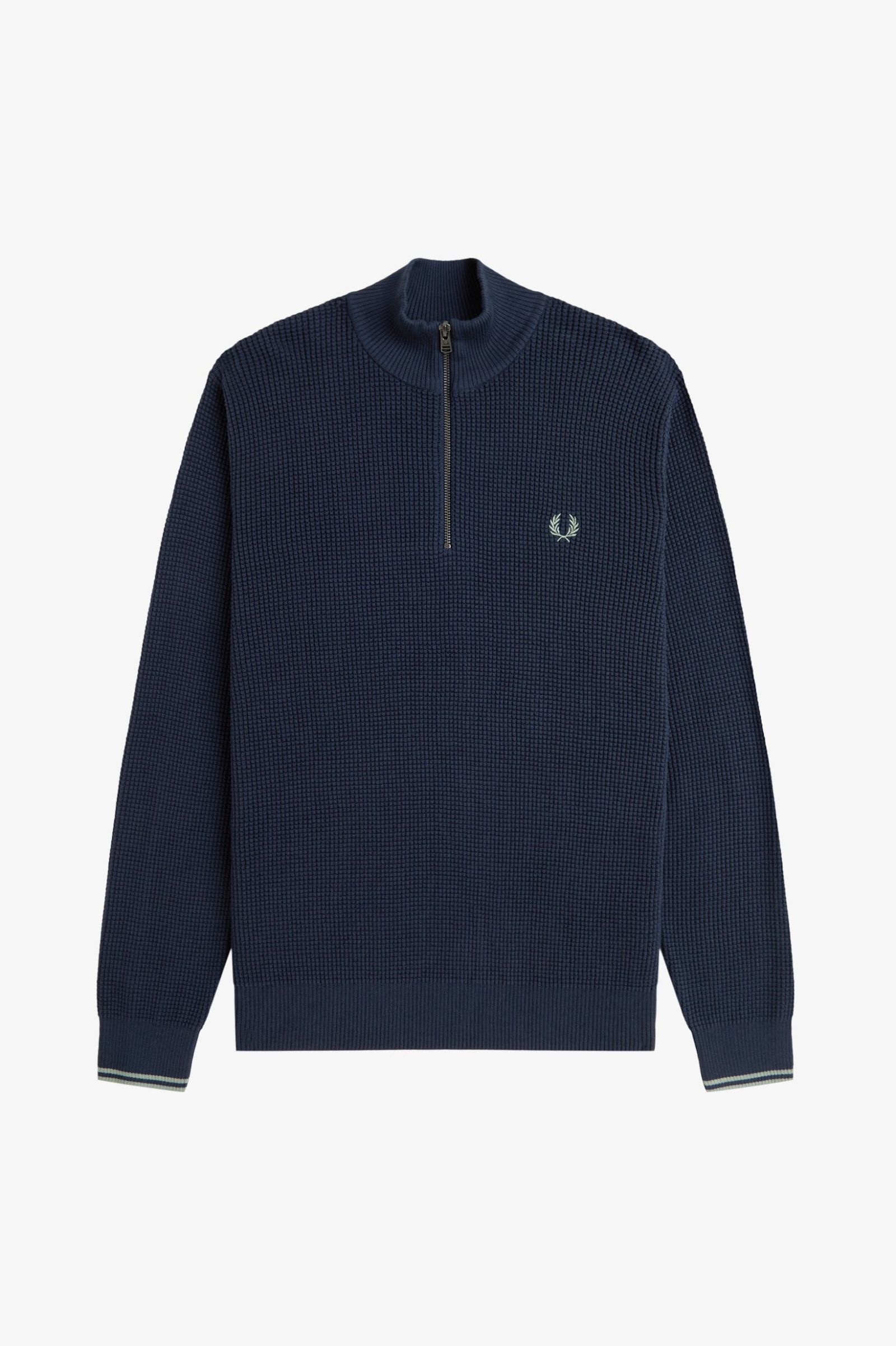 Fred Perry Waffle Stitch Half Zip Jumper (Dark Airforce)