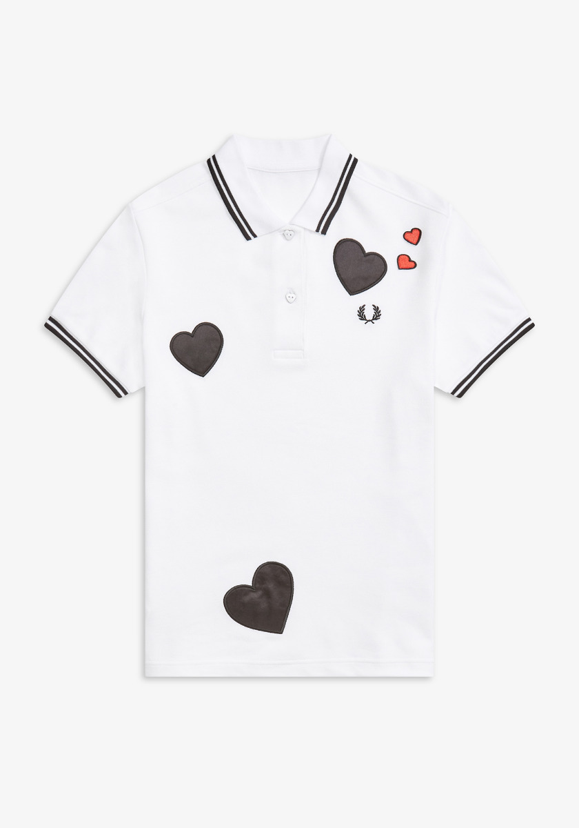 Fred Perry Amy Winehouse Heart Detail Piqué Shirt White-10