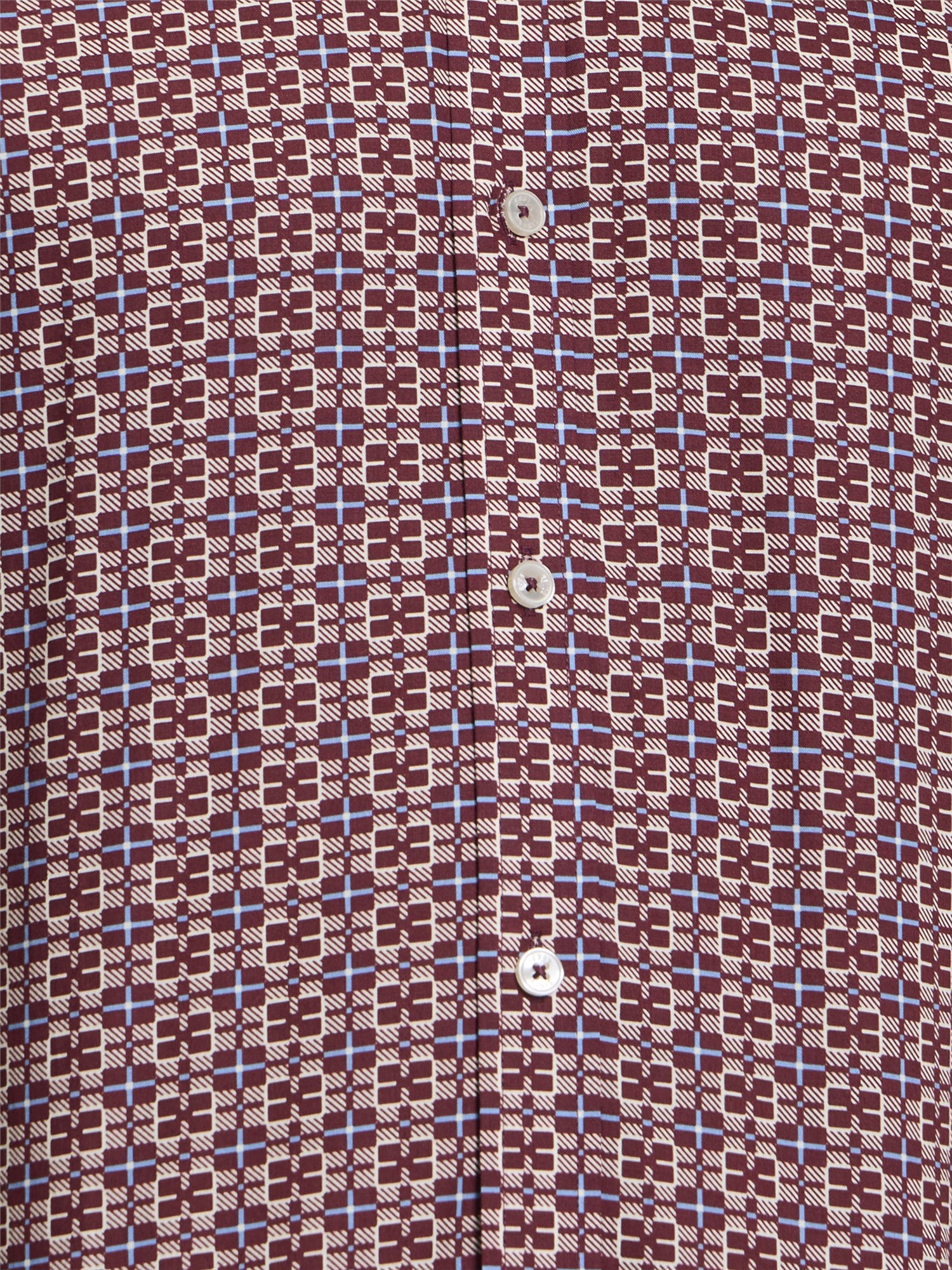 Ben Sherman Long Sleeve Block Geo Print Shirt (Maroon)