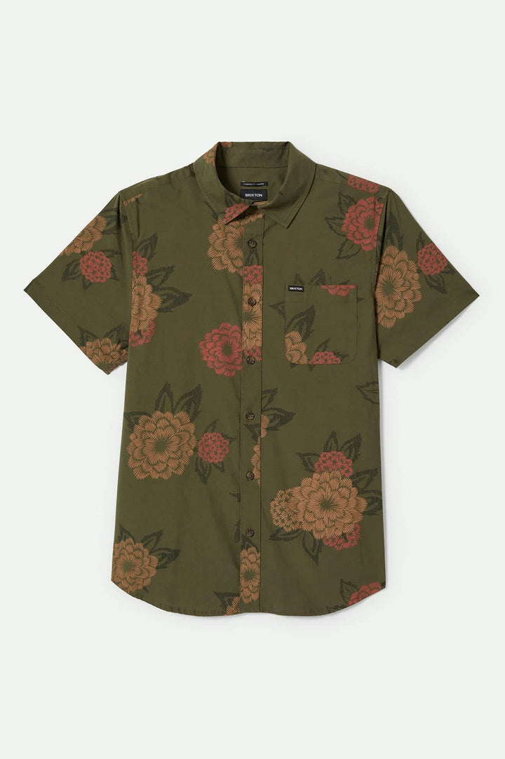 Brixton Charter Print S/S WVN Shirt in Ivy Green/Panterly Floral 