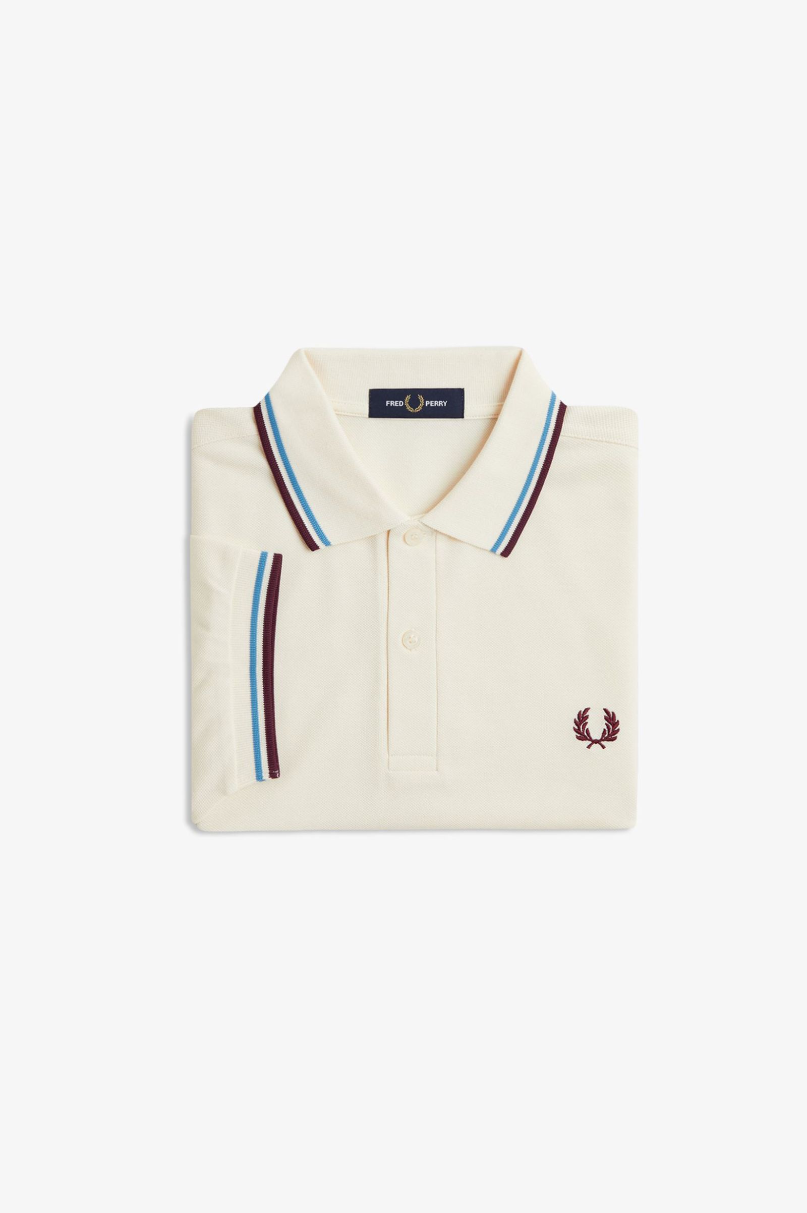 Fred Perry Twin Tipped Shirt (Ecru/Court Blue/Oxblood)