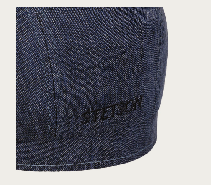 Stetson Bricksford 8 Panel Linen Flat Cap in Denim