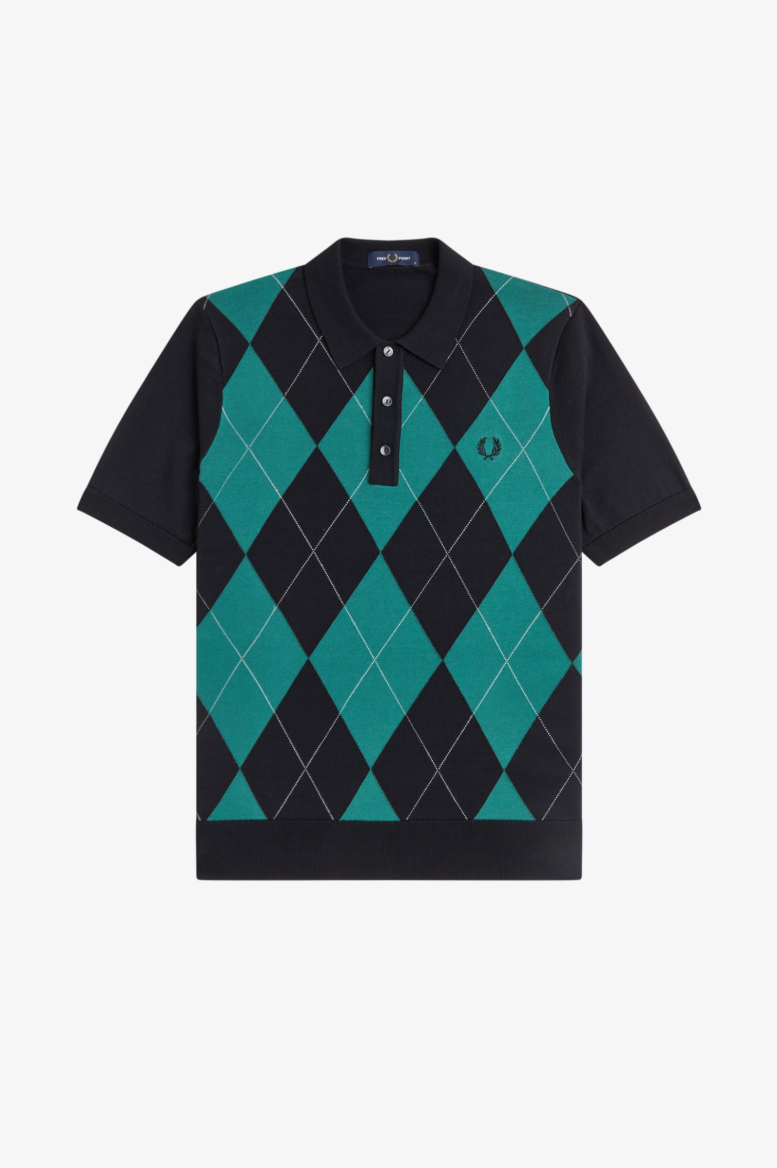 Fred Perry Argyle Knitted Shirt (Black)