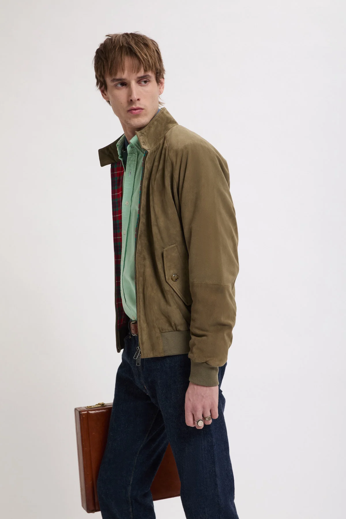 Baracuta G9 Harrington Suede (Lichen Green)