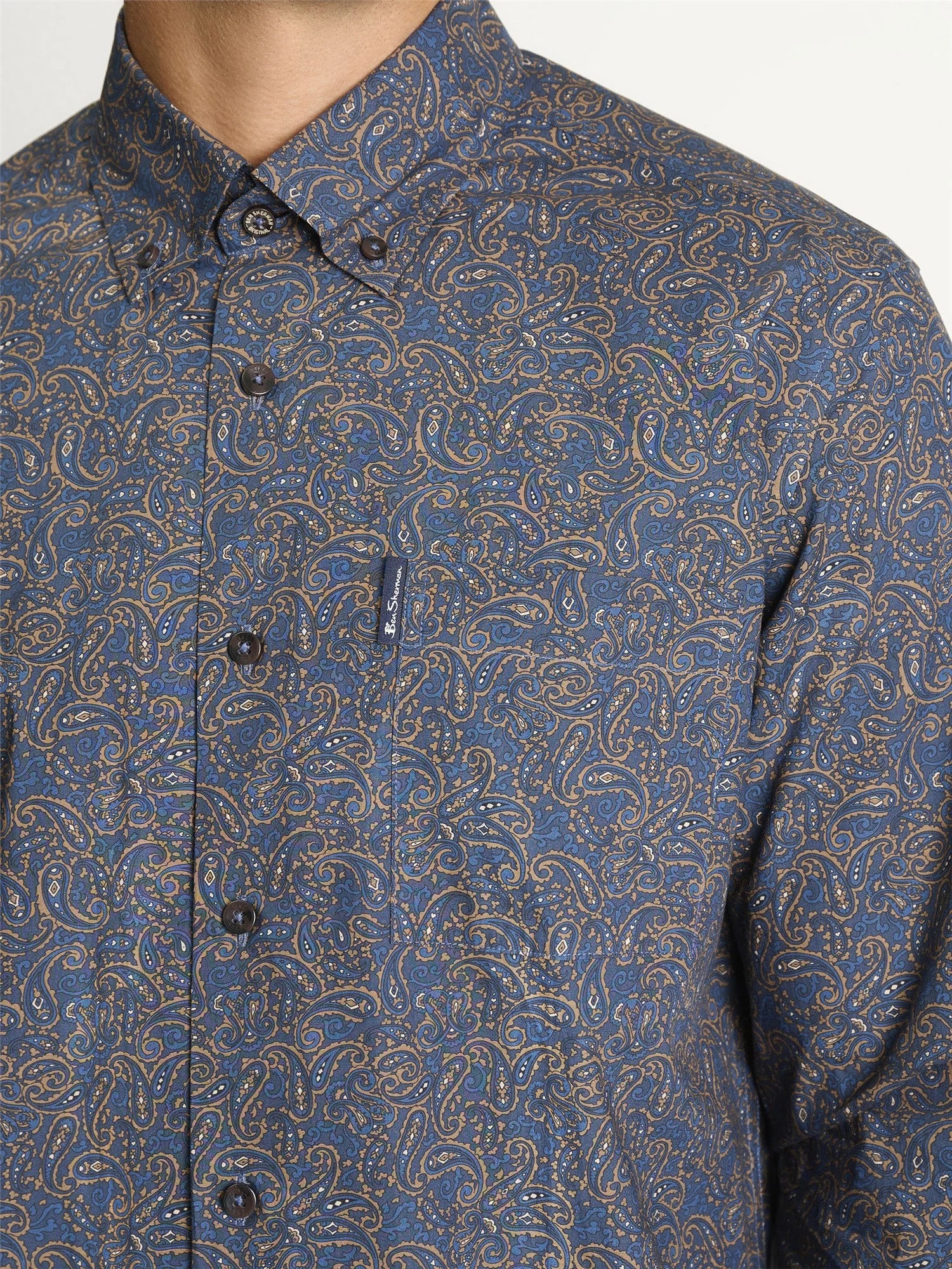 Ben Sherman Long Sleeve Paisley Print Shirt (Dark Navy) 