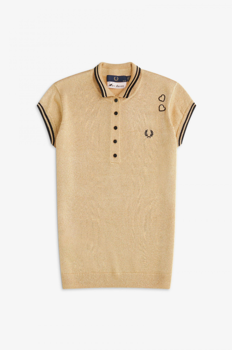 Fred Perry Strickshirt Gold-Metallic Amy Winehouse-S
