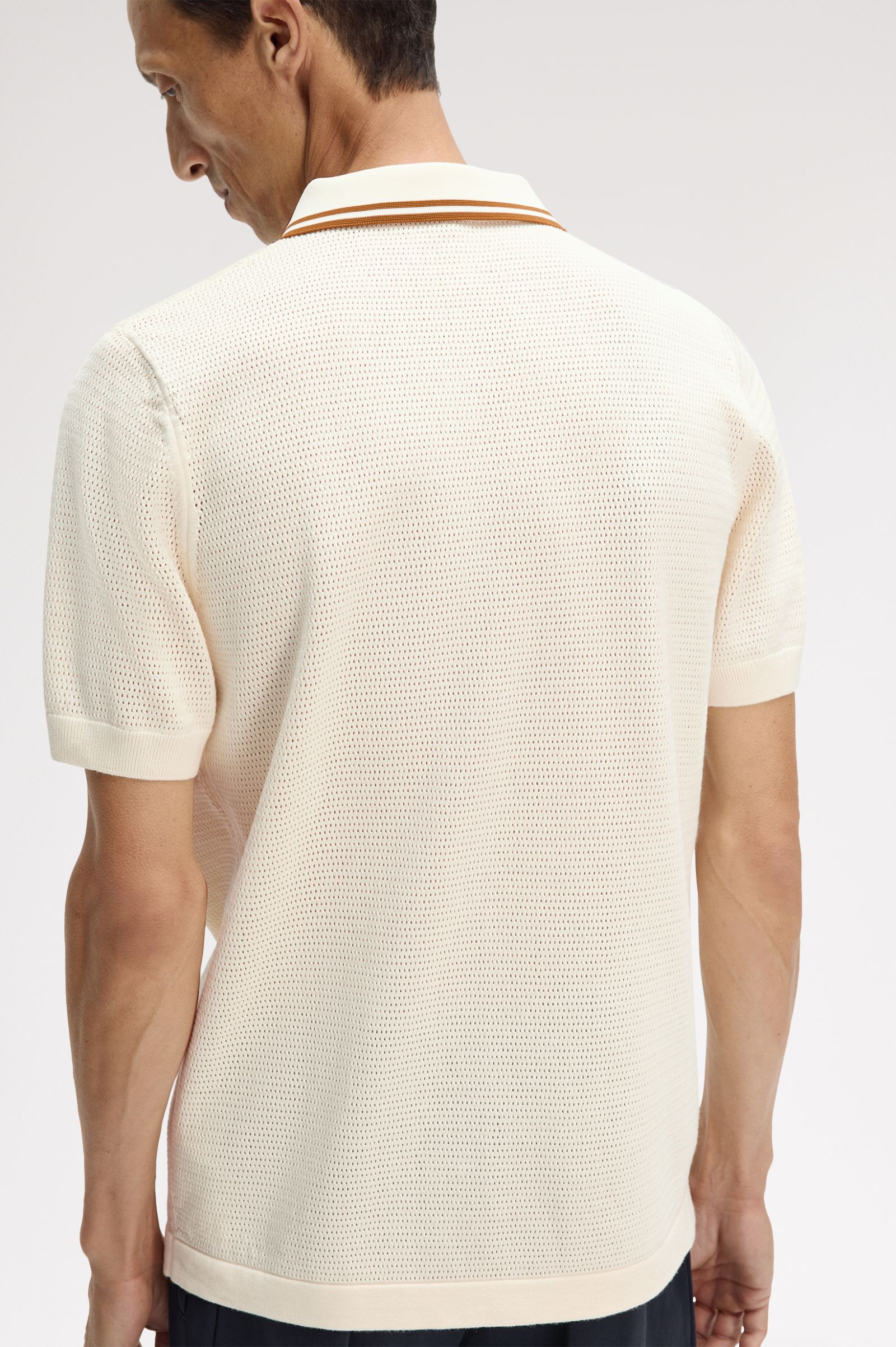 Fred Perry Pointelle Knitted Shirt (Ecru)