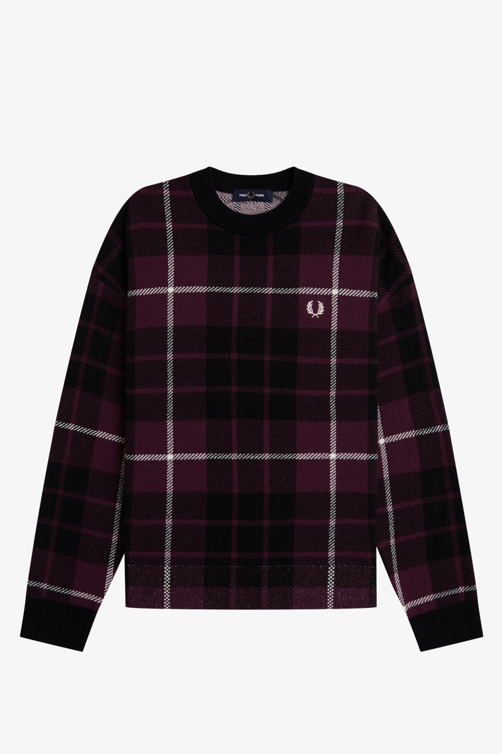 Fred Perry Boucle Tartan Jumper (Plum)