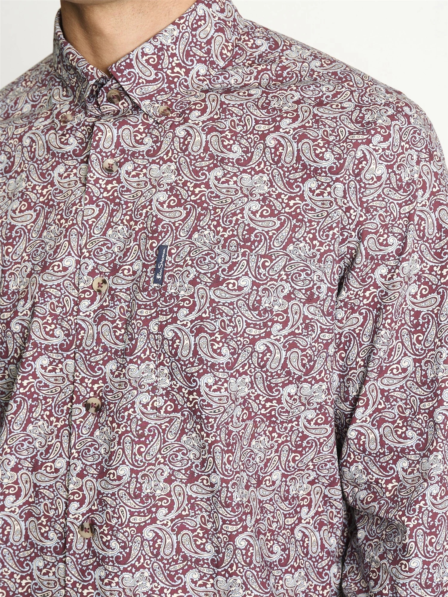 Ben Sherman Long Sleeve Paisley Print Shirt (Maroon)