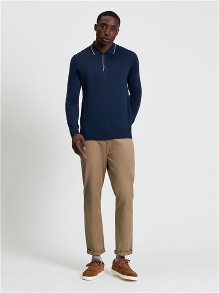 Ben Sherman Tipped Merino Polo (Dark Navy)