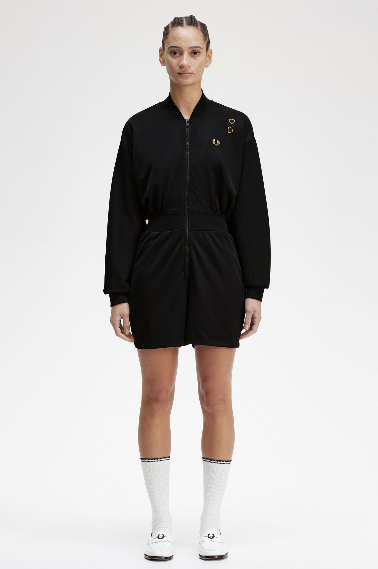 Fred Perry Amy Winehouse Playsuit mit durchgehendem Reißverschluss in Black