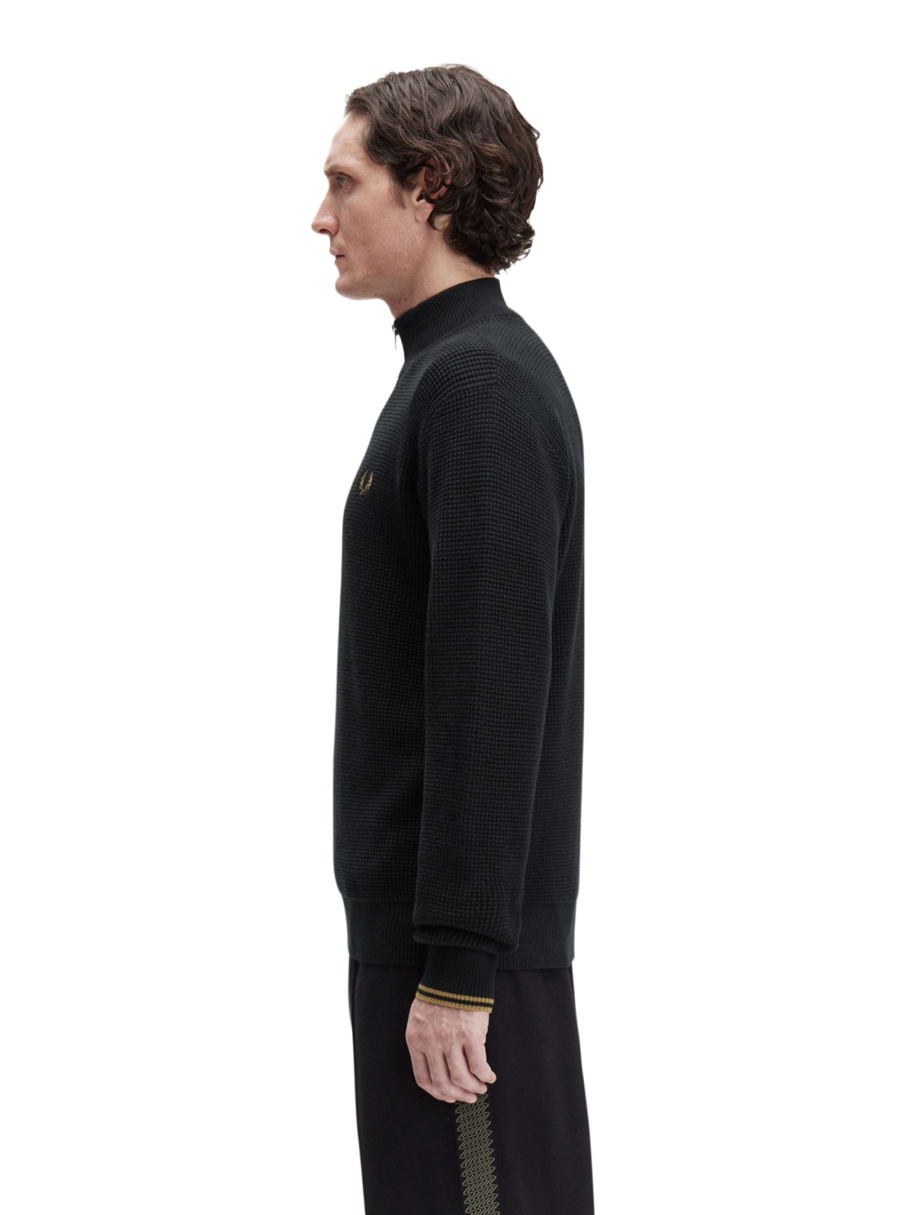 Fred Perry Waffle Stitch Half Zip Jumper (Black)