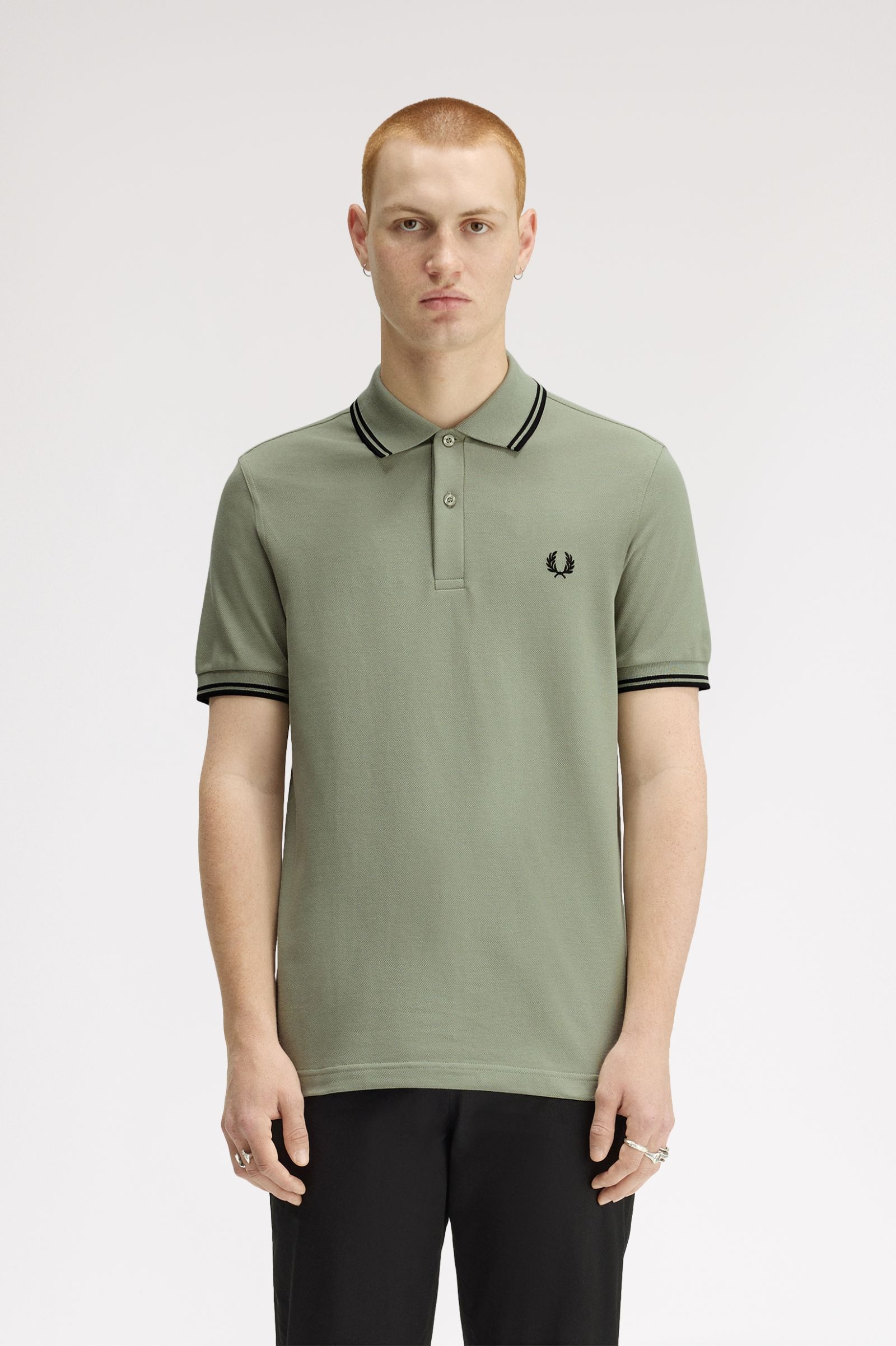 Fred Perry Twin Tipped Polo Shirt (Seagrass/Black)