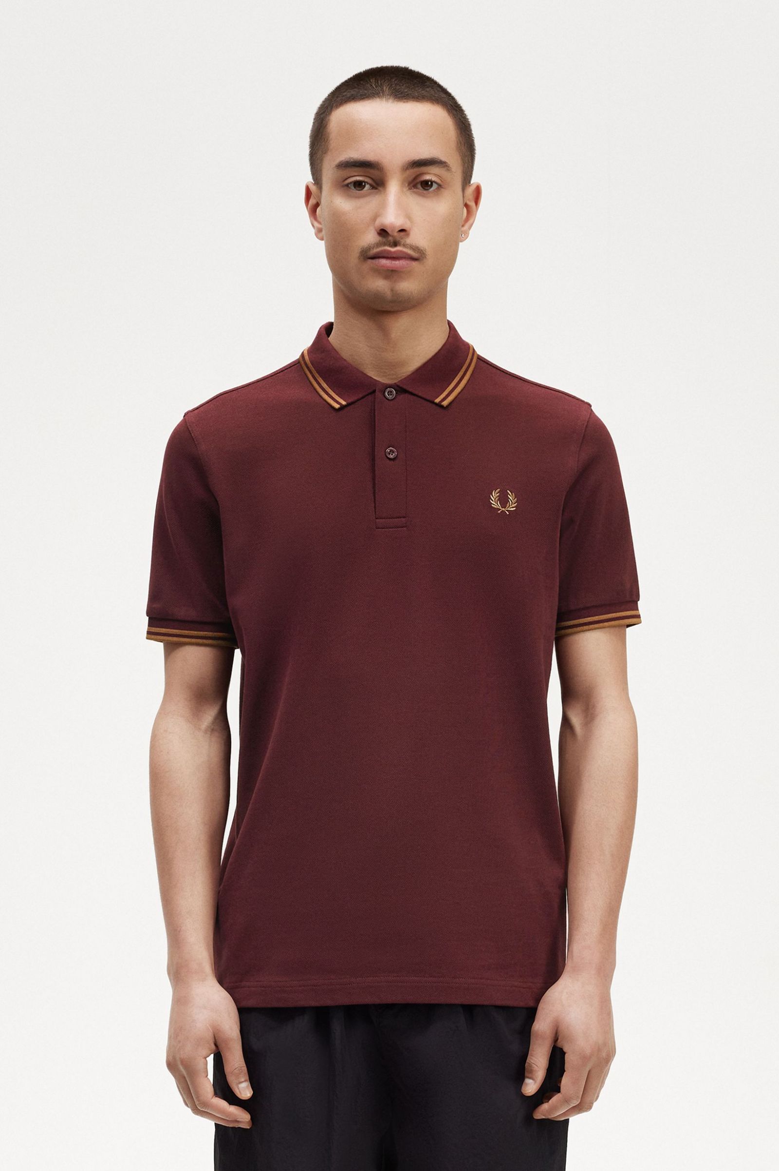 Fred Perry M3600 Twin Tipped Polo Oxblood/Shaded Stone