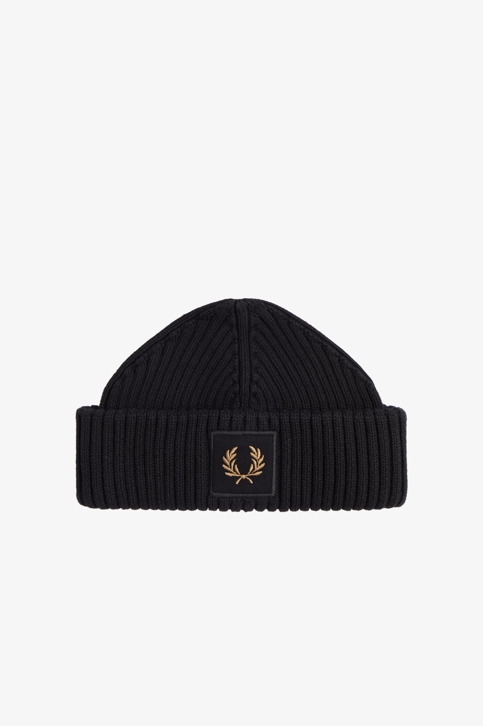 Fred Perry Cotton Rib Beanie in Black