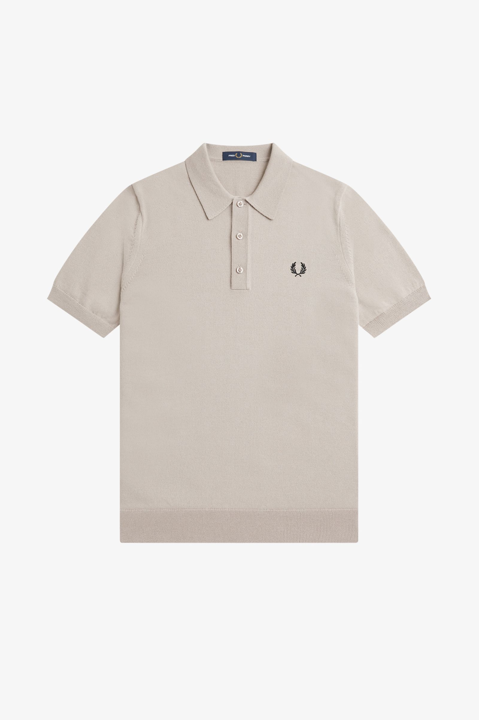 Fred Perry Classic Knitted Shirt in Dark Oatmeal