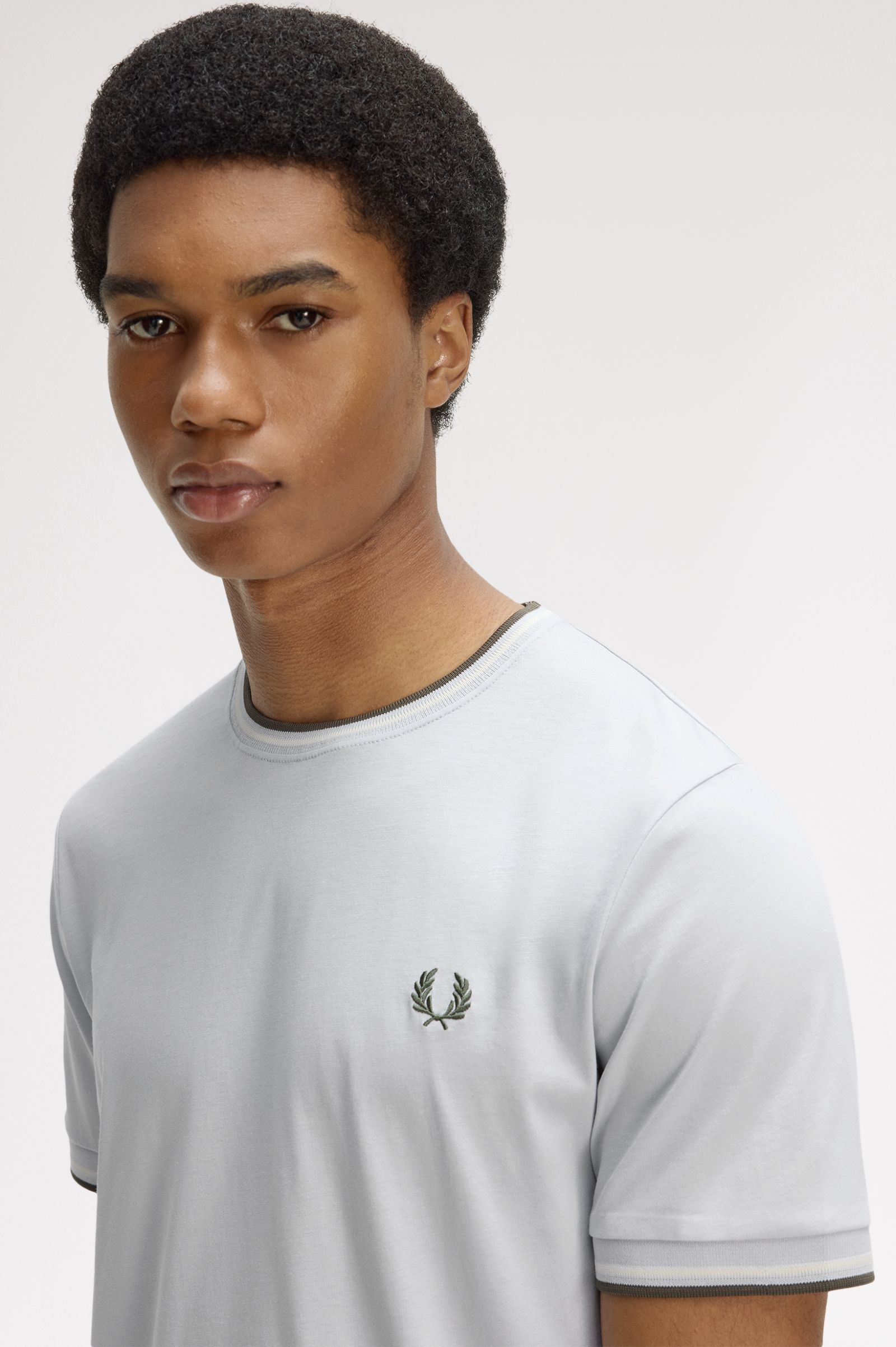 Fred Perry Twin Tipped T-Shirt (Dusky Blue/Ecru/Laurel Wreath Green)