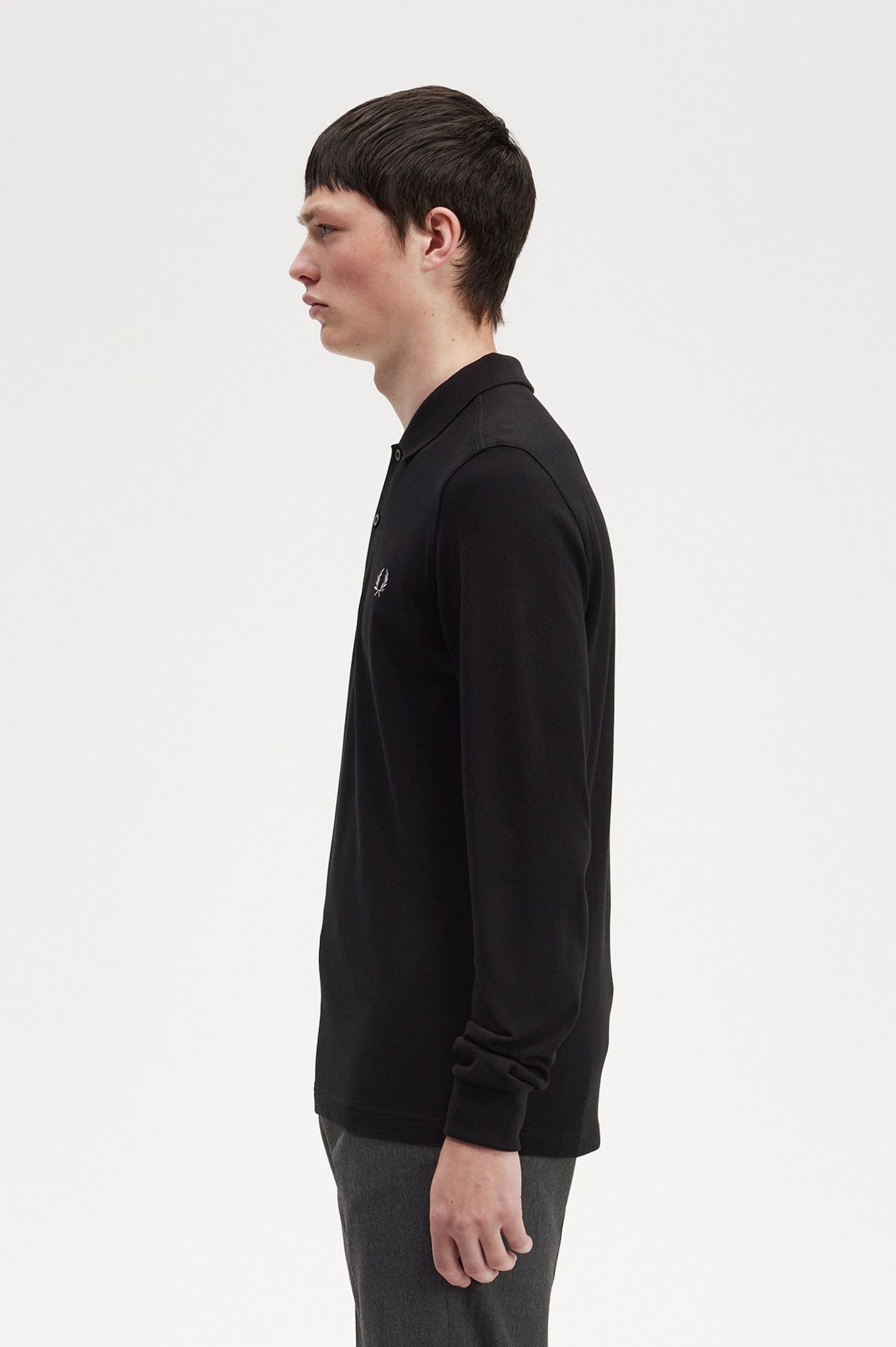 Fred Perry LS Plain Shirt in Black