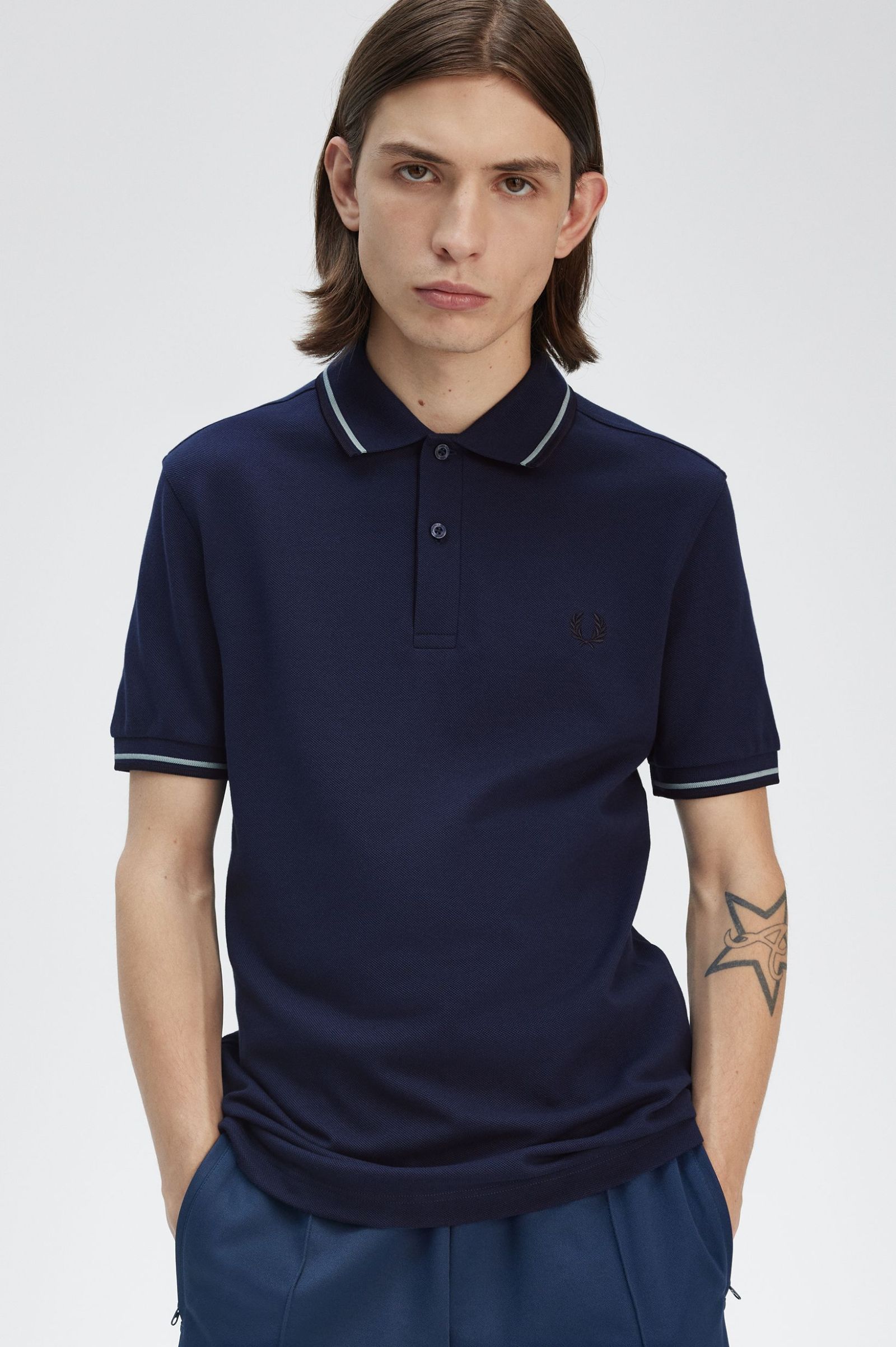Fred Perry Twin Tipped Polo Shirt (Tennis Blue/Silver Blue/Navy)