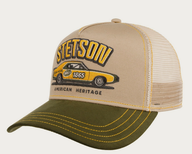Stetson Muscle Car Heritage Trucker Cap (Beige/Green)
