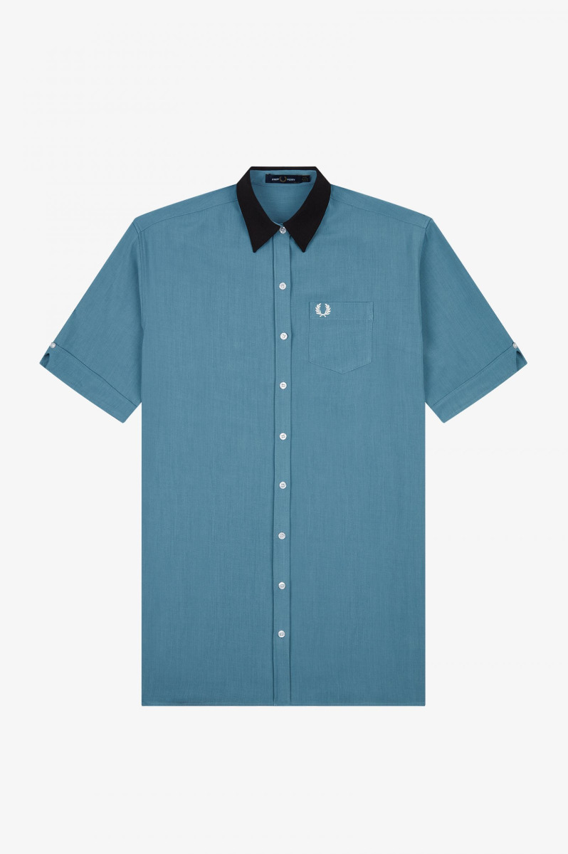 Fred Perry Oversized Shirt Dress Ash Blue-12