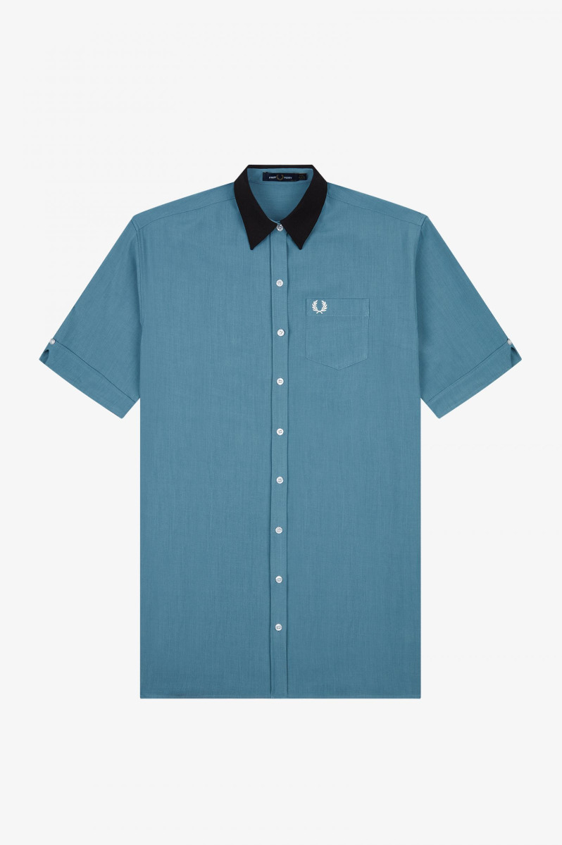 Fred Perry Oversized Shirt Dress Ash Blue-8