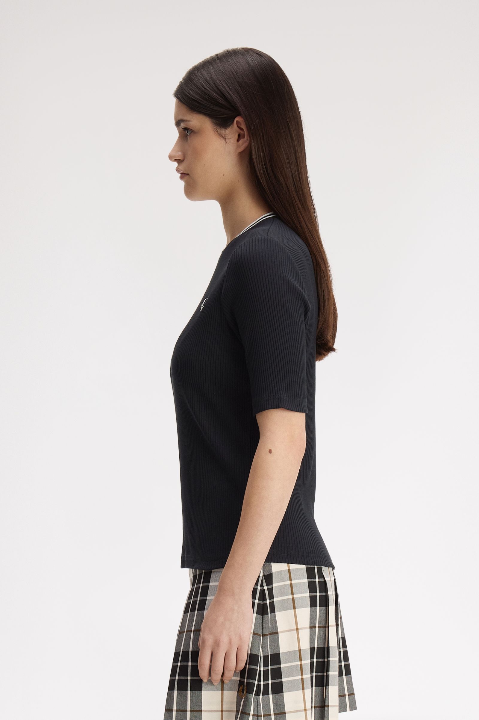 Fred Perry Twin Tipped Ribbed T-Shirt (Black)