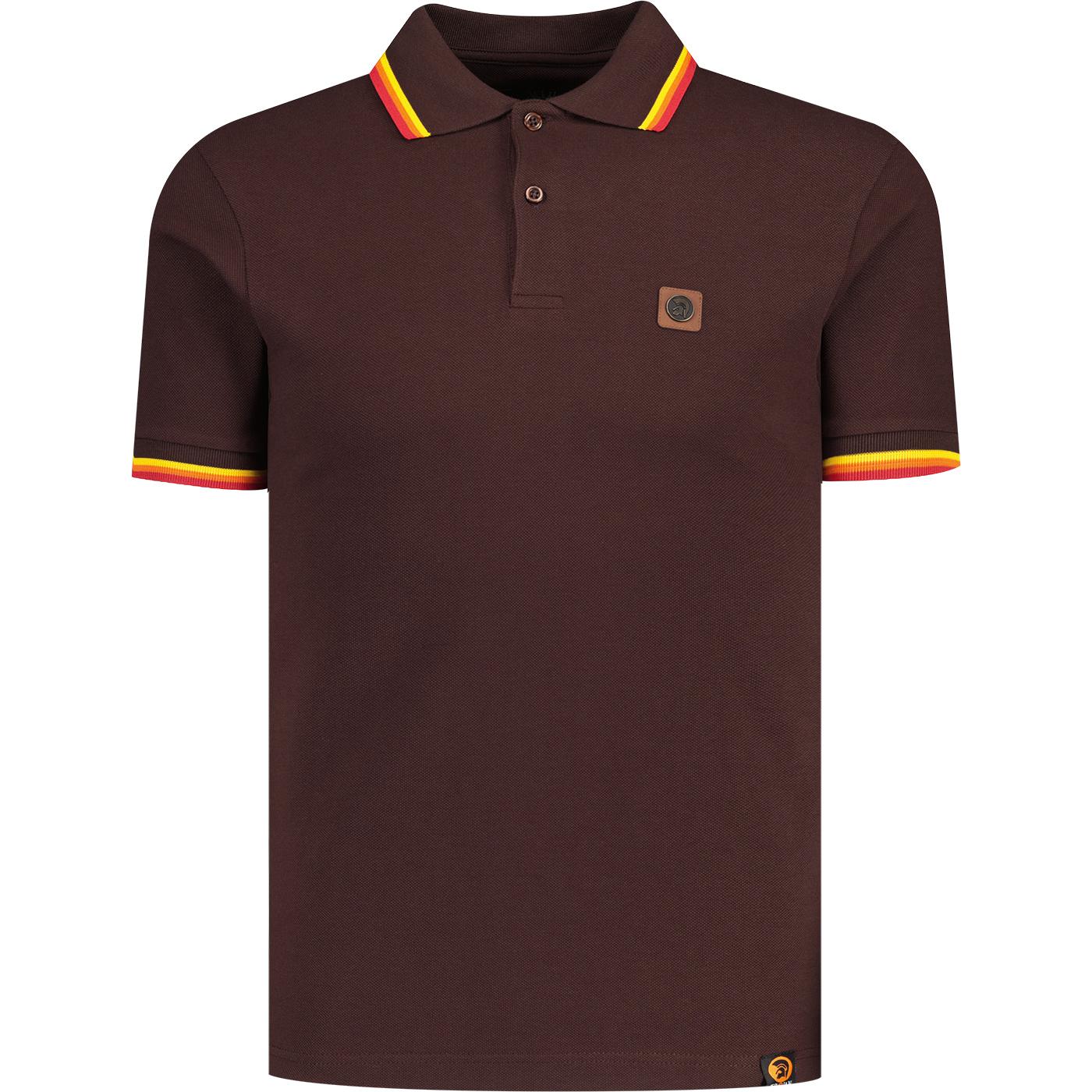Trojan Tipped Pique Polo Shirt (Chocolate) TC/1041